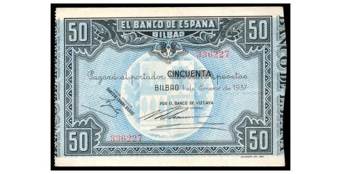 II REPUBLICA 50 PESETAS BILBAO 1937 (BANCO DE VIZCAYA)