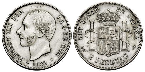 ALFONSO XII  2 PESETAS 1882