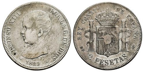 ALFONSO XIII  2 PESETAS 1889