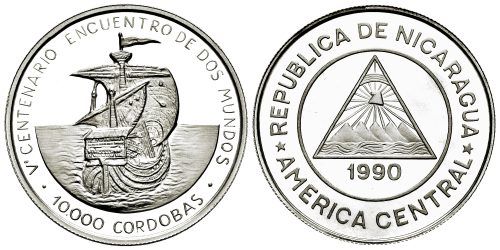 NICARAGUA 10000 CORDOBAS 1990 V CENTº DEL DESCUBRIMIENTO