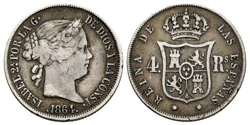 ISABEL II  4 REALES 1864 SEVILLA