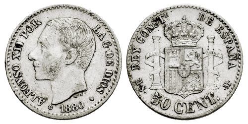 ALFONSO XII  50 CENTIMOS 1880