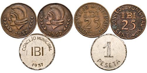 IBI (ALICANTE) 1937 SERIE 3 MONEDAS