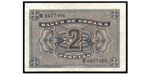 Alternative view of ESTADO ESPAÑOL 2 PESETAS 1938 BURGOS II AÑO TRIUNFAL