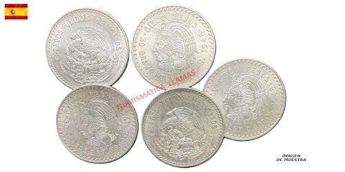 LOTE INVERSION: 5 MONEDAS DE 5 PESOS MEXICO 1948 CUAUHTHEMOC