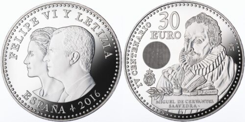 ESPAÑA 30 EUROS 2016  IV CENTENARIO DE CERVANTES