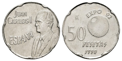 JUAN CARLOS I  50 PESETAS 1990 ERROR DEL PANTOGRAFO