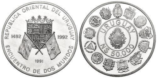 URUGUAY 50000 NUEVOS PESOS 1991 SERIE IBEROAMERICANA