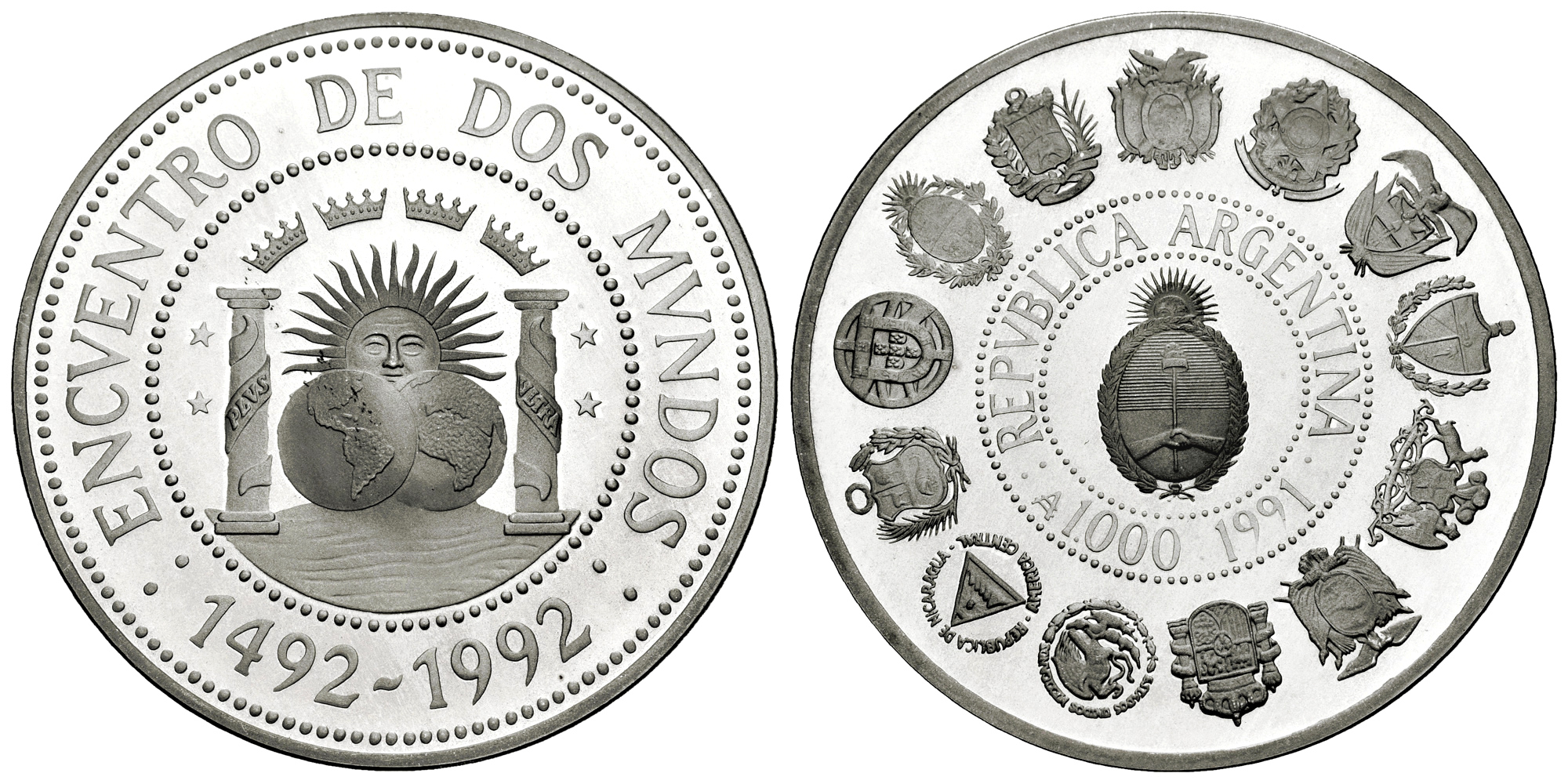 ARGENTINA 1000 AUSTRALES 1991 SERIE IBEROAMERICANA