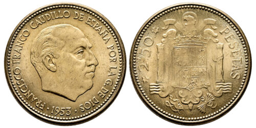 ESTADO ESPAÑOL 2,50 PESETAS 1953*54