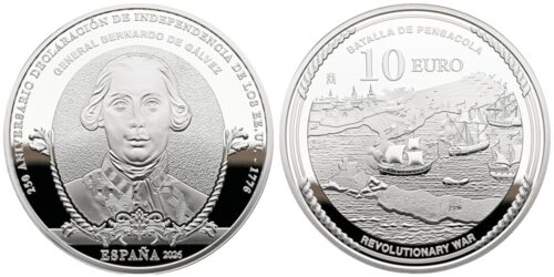 ESPAÑA 10 EUROS 2026  INDEPEND. E.E.U.U. BERNARDO DE GALVEZ