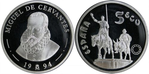 ESPAÑA 5 ECUS 1994 MIGUEL DE CERVANTES