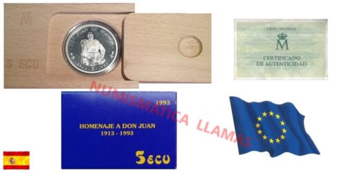 ESPAÑA 5 ECUS 1993 D. JUAN DE BORBON