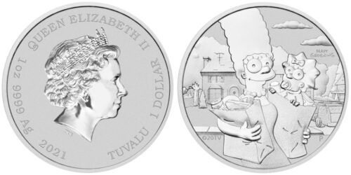 TUVALU 1 DOLAR 2021 MARGE Y MAGGIE SIMPSON