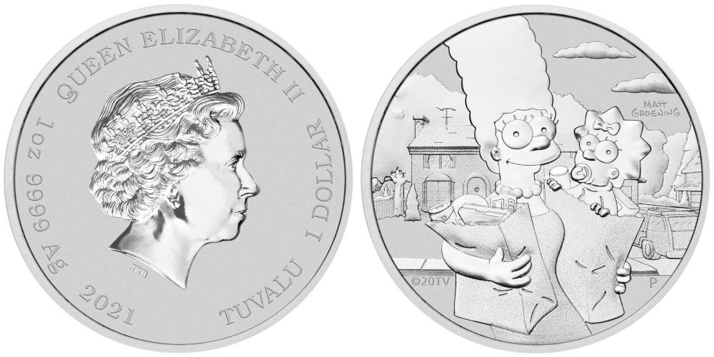 TUVALU 1 DOLAR 2021 MARGE Y MAGGIE SIMPSON