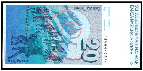Alternative view of BILLETE; SUIZA 20 FRANCOS (1978-92)