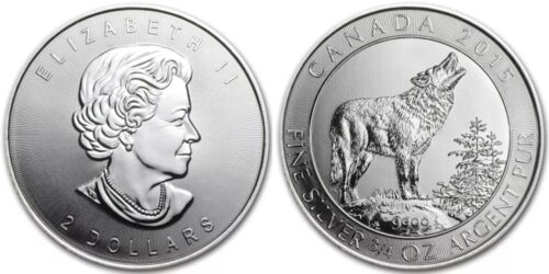 CANADA 2 DOLARES 2015 LOBO GRIS