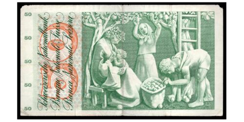 Alternative view of BILLETE; SUIZA 50 FRANCOS 1965