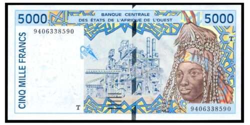 BILLETE; AFRICA OCCIDENTAL (TOGO) 5000 FRANCOS (1994)