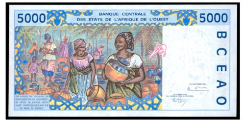 Alternative view of BILLETE; AFRICA OCCIDENTAL (TOGO) 5000 FRANCOS (1994)