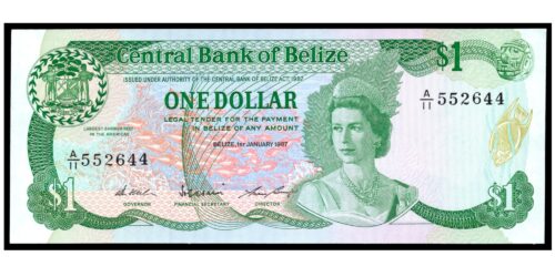 BILLETE; BELICE 1 DOLAR 1987