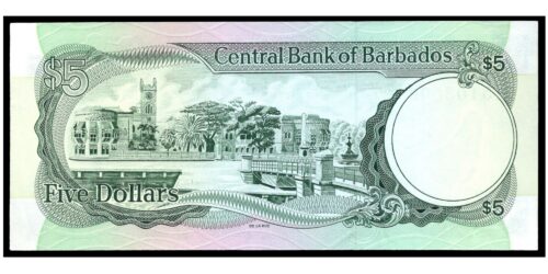 Alternative view of BILLETE; BARBADOS 5 DOLARES (1986)