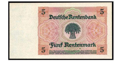 BILLETE; ALEMANIA (REPUBLICA WEIMAR) 5 RENTENMARK 1926 - Imagen 2