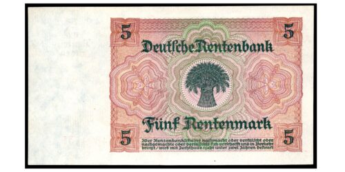 Alternative view of BILLETE; ALEMANIA (REPUBLICA WEIMAR) 5 RENTENMARK 1926
