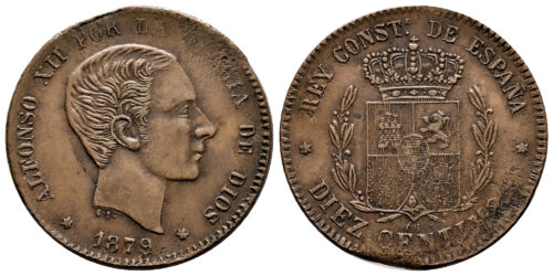FALSA DE EPOCA;  ALFONSO XII  10 CENTIMOS 1879