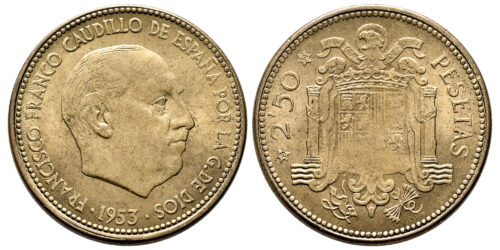 ESTADO ESPAÑOL 2,50 PESETAS 1953*54