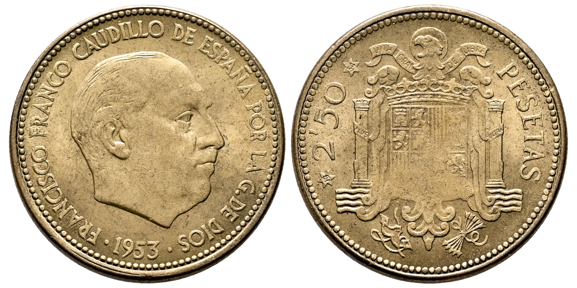 ESTADO ESPAÑOL 2,50 PESETAS 1953*54