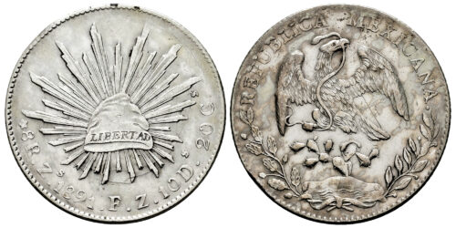 MEXICO 8 REALES 1891 ZACATECAS FZ