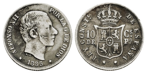 ALFONSO XII  10 CENTAVOS 1885 MANILA
