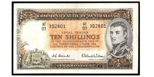 BILLETE; AUSTRALIA 10 SHILLINGS (1954-60)