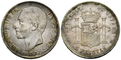 ALFONSO XII  5 PESETAS 1883