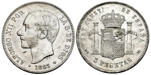 ALFONSO XII  5 PESETAS 1885*18-86