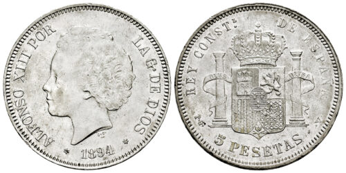 ALFONSO XIII  5 PESETAS 1894
