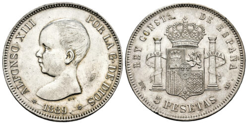 ALFONSO XIII  5 PESETAS 1889