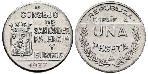 GUERRA CIVIL; SANTANDER, PALENCIA Y BURGOS 1 PESETA 1937