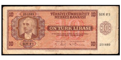BILLETE; TURQUIA 10 LIRAS 1930 (1942)