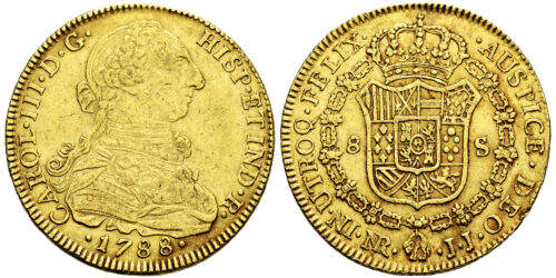 CARLOS III  8 ESCUDOS 1788 NUEVO REINO JJ