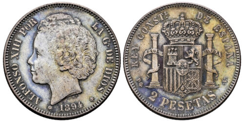 ALFONSO XIII  2 PESETAS 1894