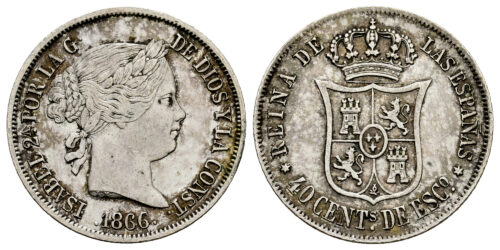 ISABEL II  40 CENTIMOS DE ESCUDO 1866 MADRID
