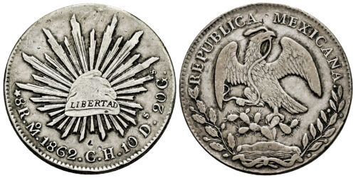 MEXICO 8 REALES 1862 MEXICO CH