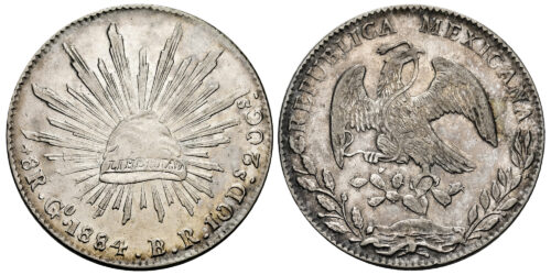 MEXICO 8 REALES 1884 / 74 GUANAJUATO BR