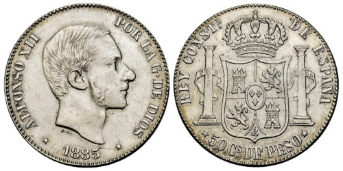 ALFONSO XII  50 CENTAVOS 1885 MANILA