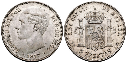 ALFONSO XII  5 PESETAS 1877