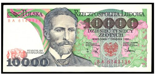 BILLETE; POLONIA 10000 ZLOTYCH 1988