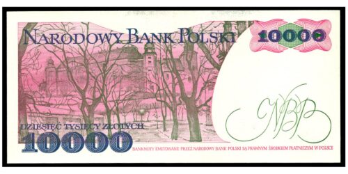 Alternative view of BILLETE; POLONIA 10000 ZLOTYCH 1988