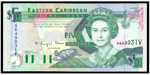 BILLETE; ESTADOS CARIBEÑOS (SAINT VINCENT) 5 DOLARES (1994)